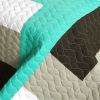 [Tetris - B] Vermicelli-Quilted Patchwork Geometric Quilt Set Full/Queen