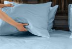 Luxuriously Soft 100% Viscose Derived from Bamboo 5-Piece Sheet Set , Oeko-TEX Certified, Split King - Sky